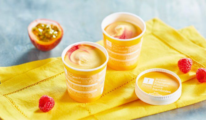 Mangue-passion sauce framboise